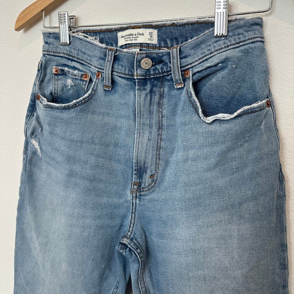 Abercrombie & Fitch Curve Love Ultra High Rise Ankle Straight jeans 27 / 4 short - Picture 3 of 6